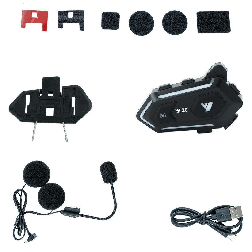 GP KATJMER Y20 Bluetooth 5.3 RGB Işıklı IPX6 Motosiklet Kask Kulaklığı Intercom - 7