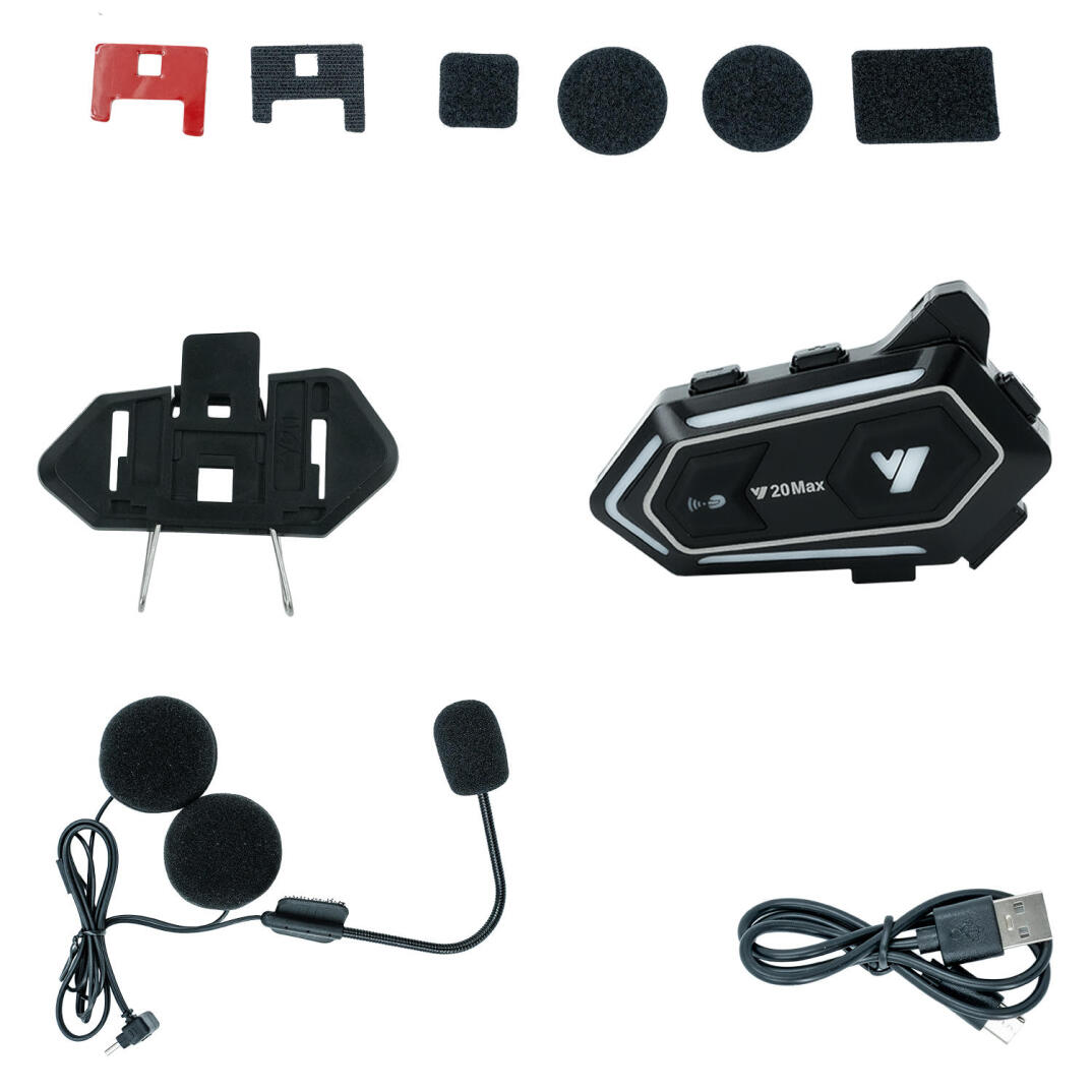 GP KATJMER Y20 MAX Bluetooth 5.3 300M Çift Yönlü RGB Işıklı Motosiklet Kask Kulaklığı Intercom - 7