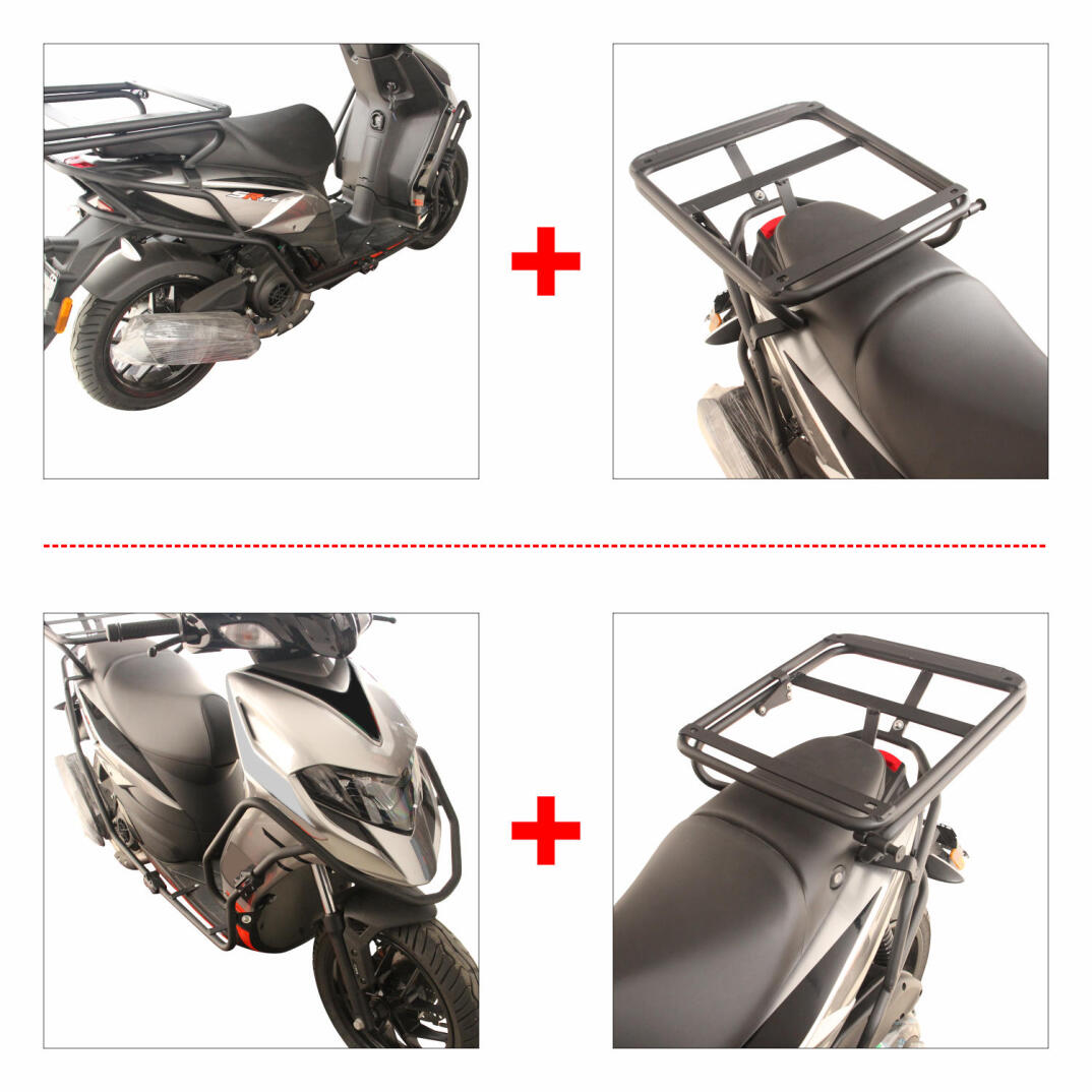 GP Kompozit Aprilia SR 125 / 160 2024 Uyumlu Motor Koruma Demiri ve Damperli Çanta Demiri Seti Siyah - 2