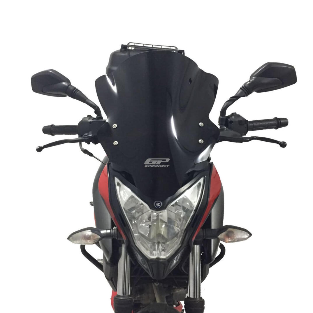 GP Kompozit Bajaj Pulsar NS 200 2011-2024 Uyumlu Ön Tur Camı Siyah - 2