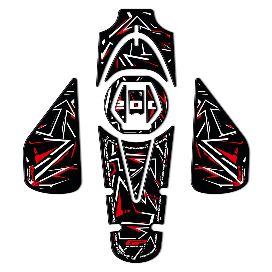 GP Kompozit Bajaj Pulsar NS 200 2011-2026 Uyumlu Tank Pad Seti Kırmızı - 1
