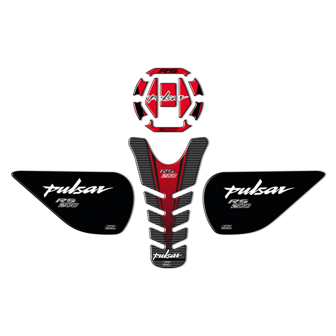 GP Kompozit Bajaj RS 200 2015-2020 Uyumlu Tank Pad Seti Kırmızı - 1