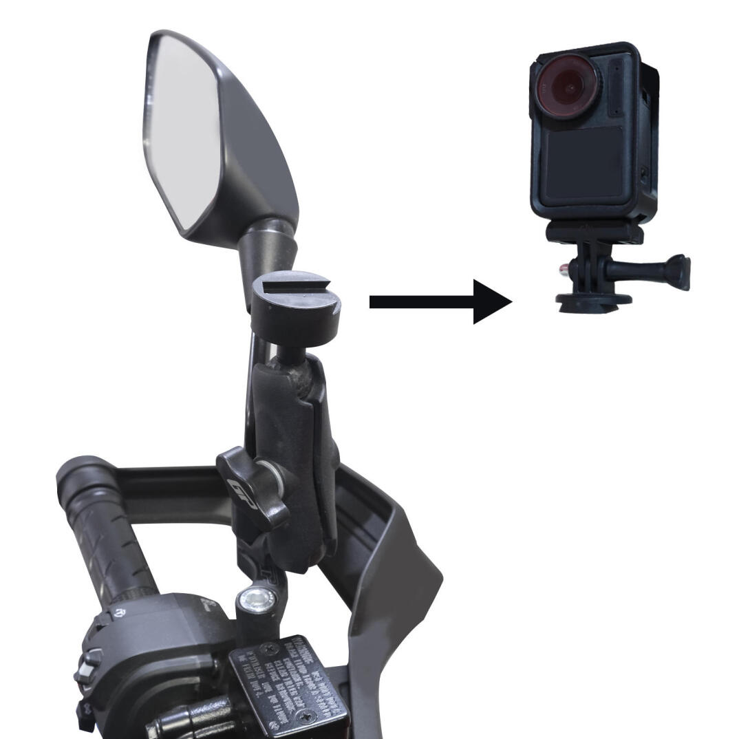 GP Kompozit BGL002 Universal Ayarlanabilir Motosiklet Ayna Bağlantılı Aksiyon Kamera Tutucu Siyah - 3