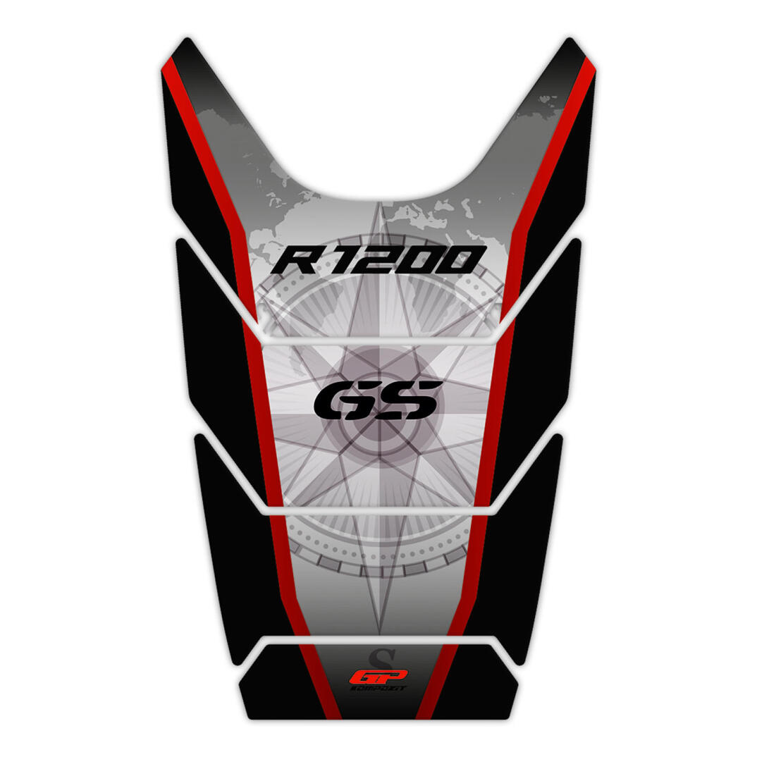 GP Kompozit BMW R 1200 GS 2008-2012 Uyumlu Tank Pad Siyah-Kırmızı - 1