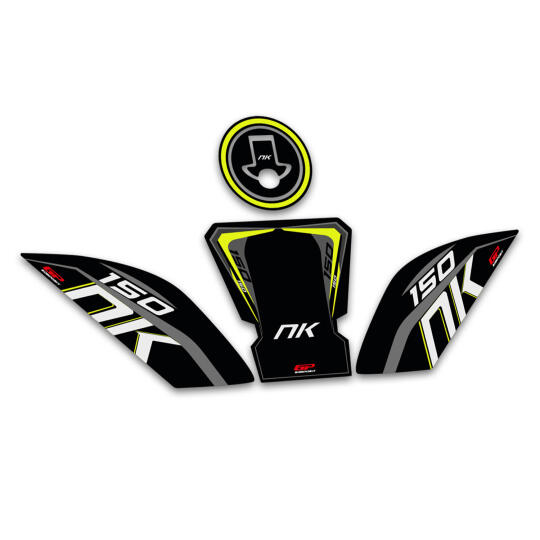 GP Kompozit CF Moto 150 NK 2016-2022 Uyumlu Tank Pad Seti Siyah-Sarı (1)