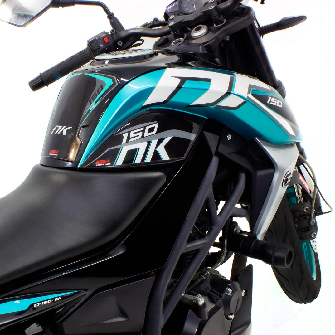 GP Kompozit CF Moto 150 NK 2016-2022 Uyumlu Tank Pad Seti Siyah-Turkuaz - 4
