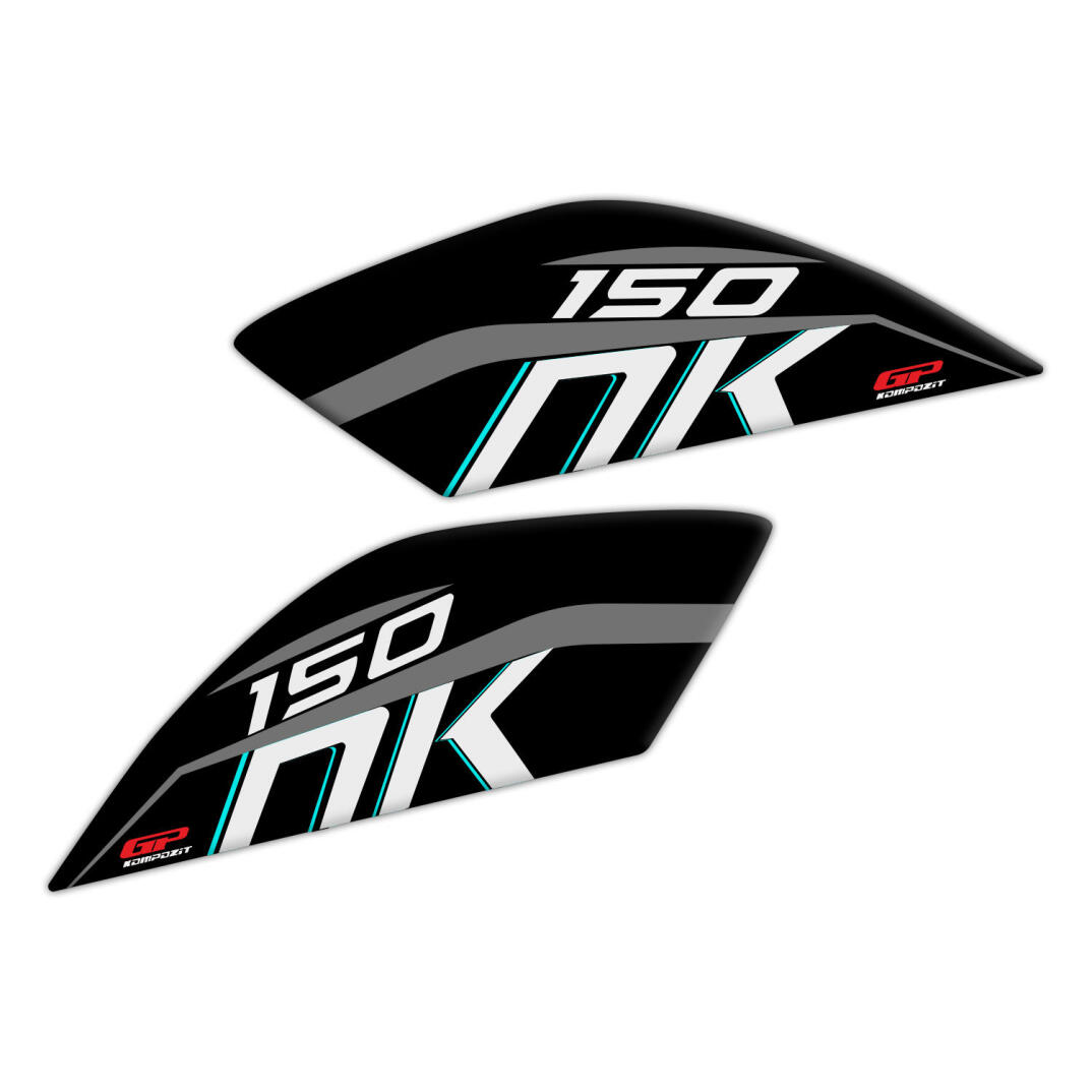 GP Kompozit CF Moto 150 NK 2016-2022 Uyumlu Tank Pad Seti Siyah-Turkuaz - 6