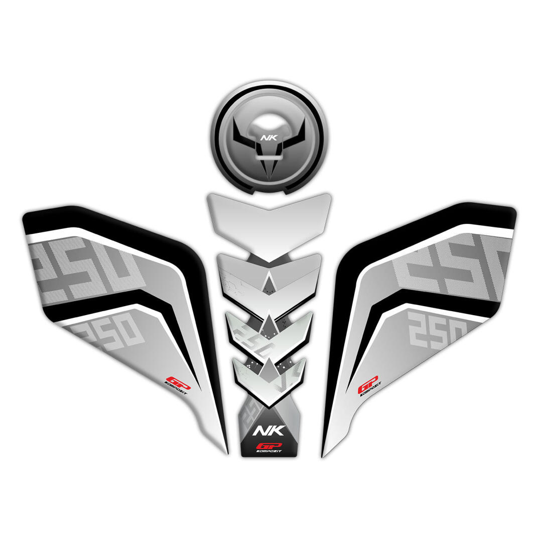 GP Kompozit CF Moto 250 NK 2018-2022 Uyumlu Tank Pad Seti Gri - 1