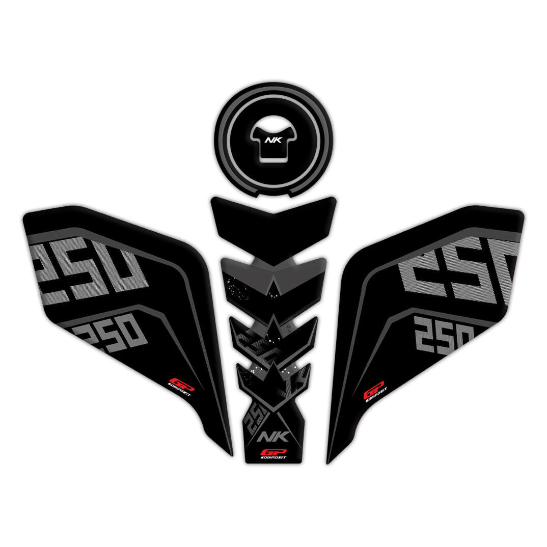 GP Kompozit CF Moto 250 NK 2018-2022 Uyumlu Tank Pad Seti Siyah - 1
