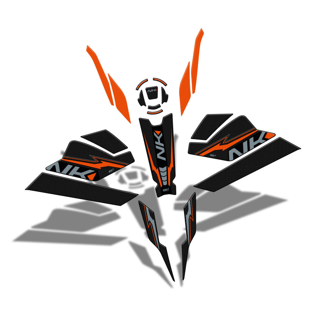 GP Kompozit CF Moto 250 NK 2023-2026 Uyumlu Full Pad Seti Turuncu - 7