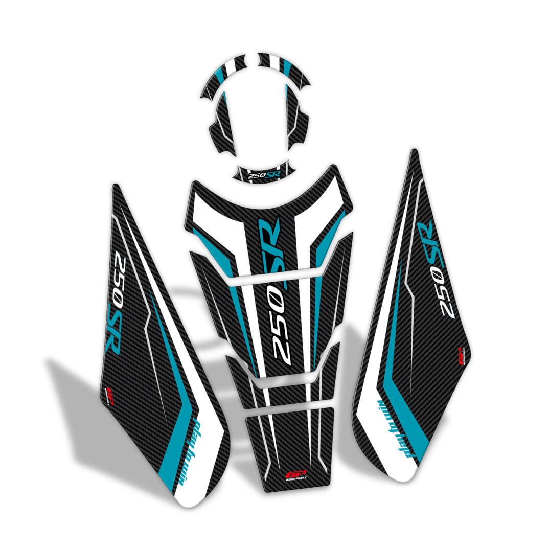 GP Kompozit CF Moto 250 SR 2020-2025 Uyumlu Tank Pad Seti Turkuaz - 5