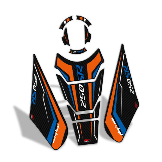GP Kompozit CF Moto 250 SR 2020-2025 Uyumlu Tank Pad Seti Turuncu - Mavi - 5