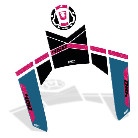 GP Kompozit CF Moto 450 MT 2024-2026 Uyumlu Tank Pad Mavi - 6