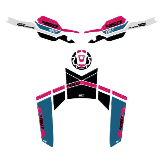 GP Kompozit CF Moto 450 MT 2024-2026 Uyumlu Tank Pad Seti Mavi