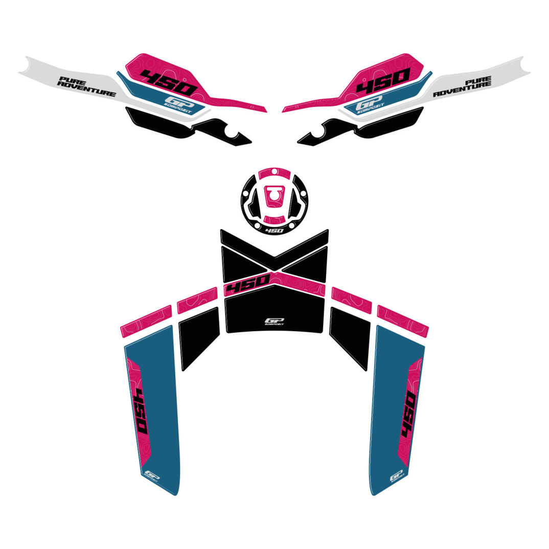 GP Kompozit CF Moto 450 MT 2024-2026 Uyumlu Tank Pad Seti Mavi - 1