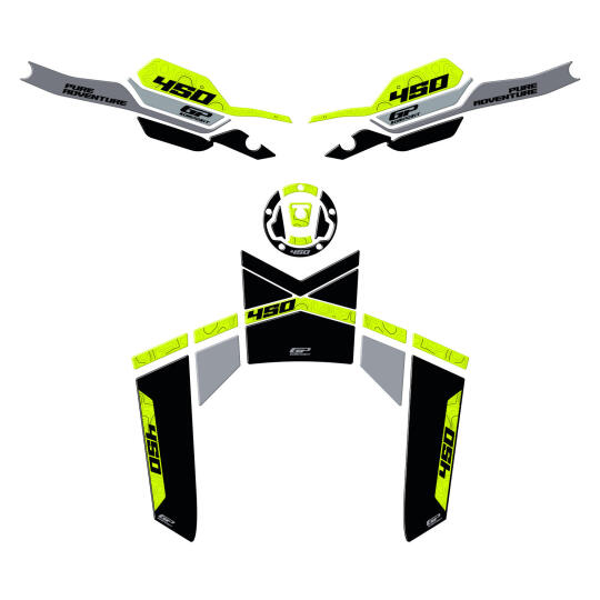 GP Kompozit CF Moto 450 MT 2024-2026 Uyumlu Tank Pad Seti Siyah