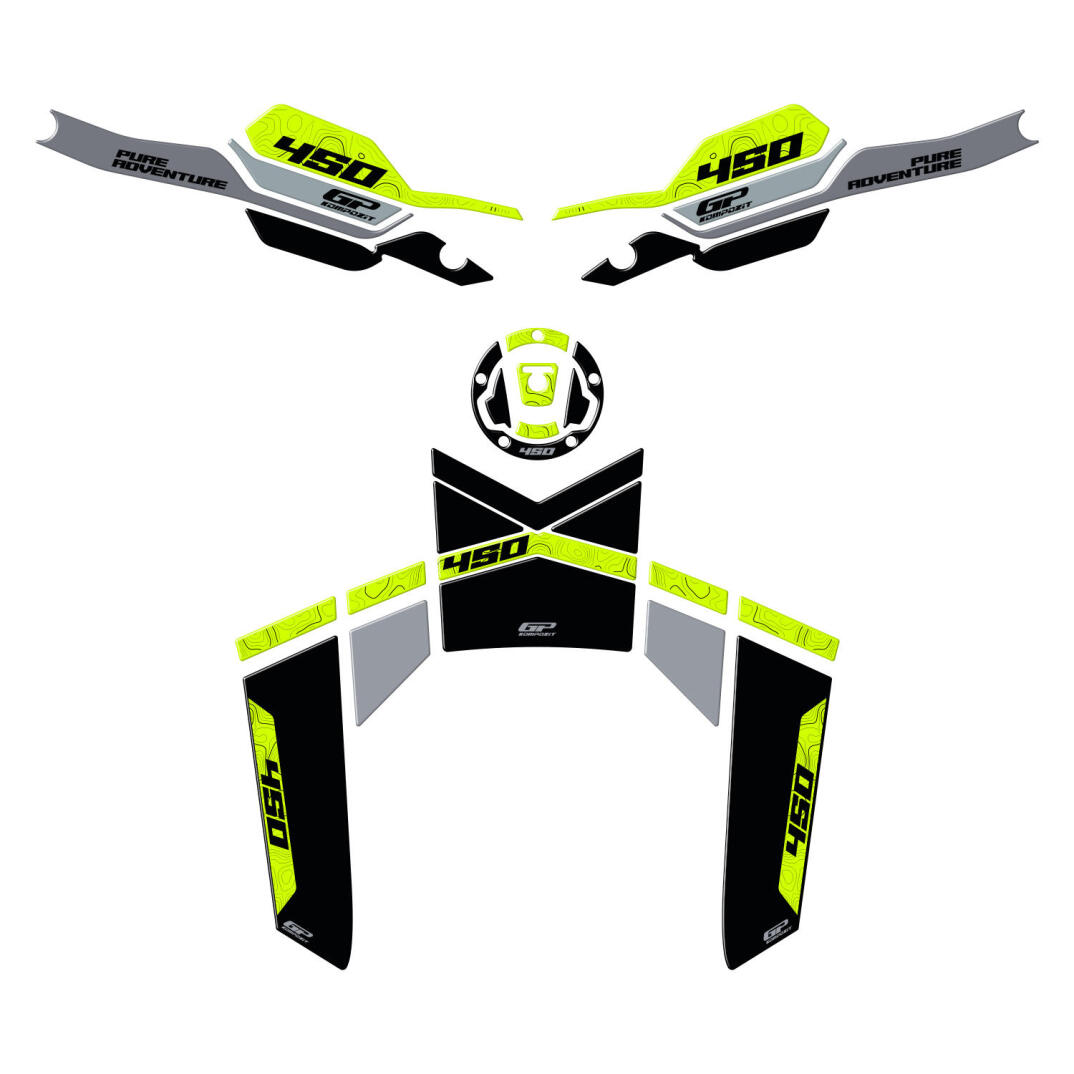 GP Kompozit CF Moto 450 MT 2024-2026 Uyumlu Tank Pad Seti Siyah - 1