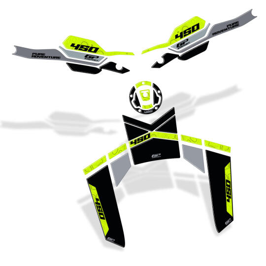 GP Kompozit CF Moto 450 MT 2024-2026 Uyumlu Tank Pad Seti Siyah (1)