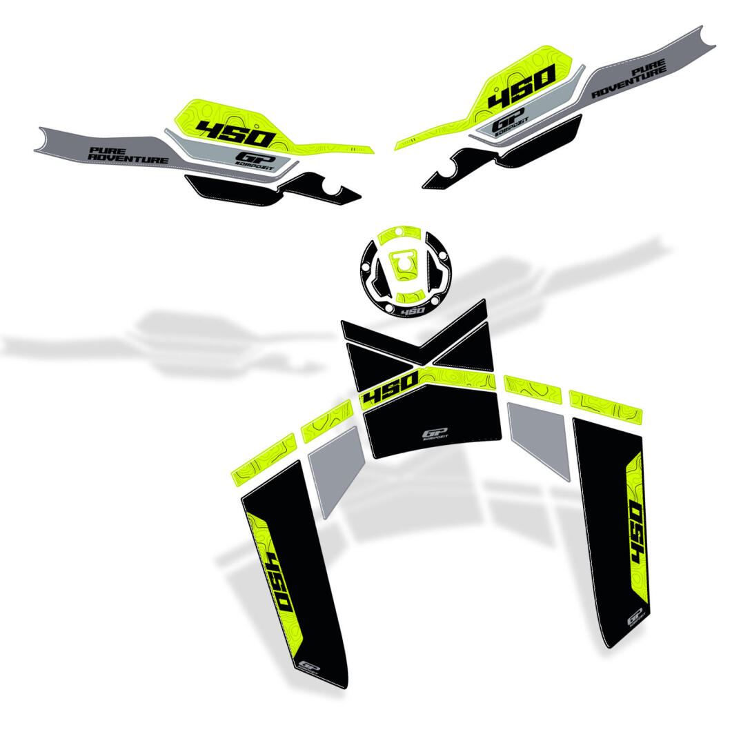 GP Kompozit CF Moto 450 MT 2024-2026 Uyumlu Tank Pad Seti Siyah - 2