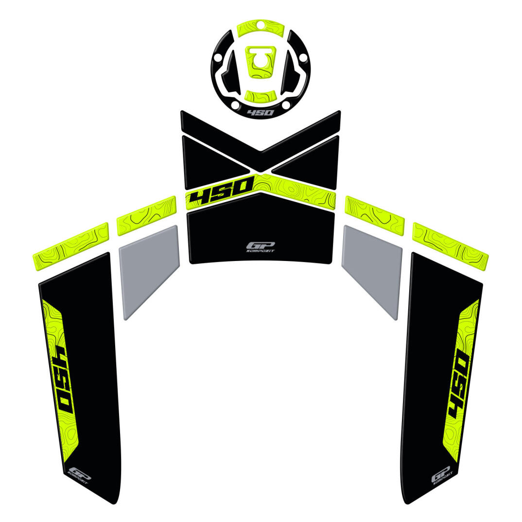 GP Kompozit CF Moto 450 MT 2024-2026 Uyumlu Tank Pad Siyah - 1