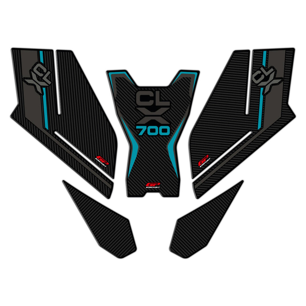 GP Kompozit CF Moto 700 CL-X 2022-2026 Uyumlu Tank Pad Seti Turkuaz - 1