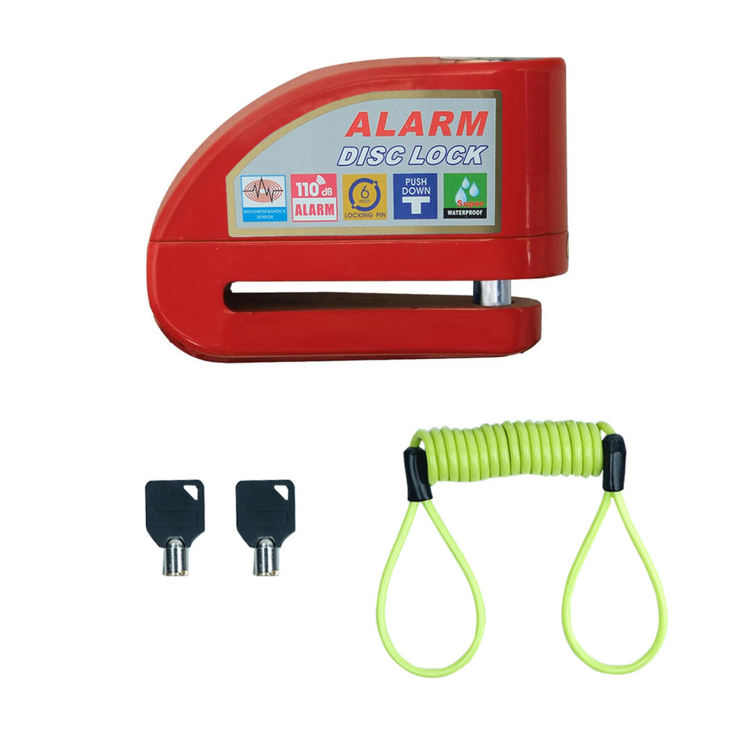GP Kompozit DSK004 Universal Alarmlı Motosiklet Disk Kilidi Kırmızı - 1