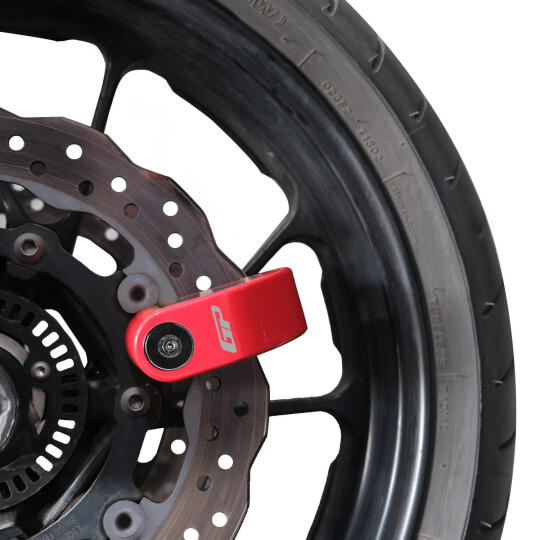 GP Kompozit DSK004 Universal Alarmlı Motosiklet Disk Kilidi Kırmızı (1)