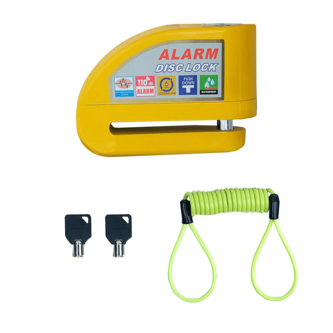 GP Kompozit DSK004 Universal Alarmlı Motosiklet Disk Kilidi Sarı - 1