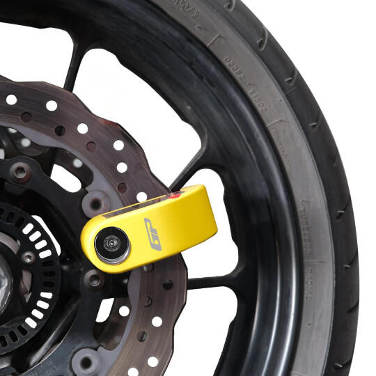 GP Kompozit DSK004 Universal Alarmlı Motosiklet Disk Kilidi Sarı (1)