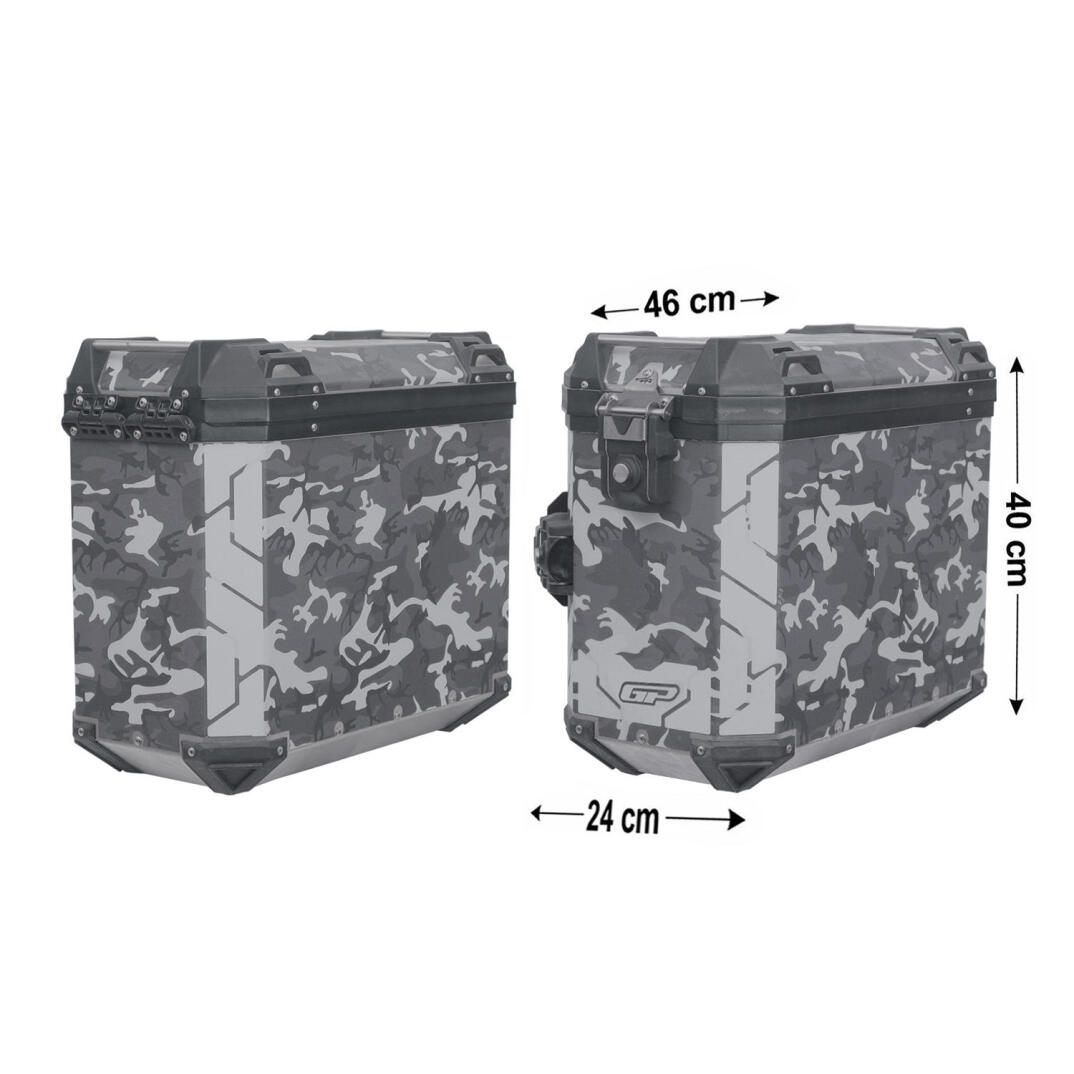 GP Kompozit DSN01 Universal 40 lt x 2 Desenli Alüminyum Motosiklet Yan Çanta Seti - 1