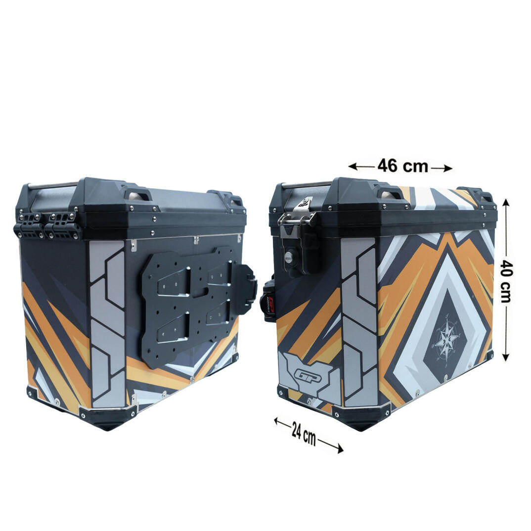 GP Kompozit DSN07 Universal 40 lt x 2 Desenli Alüminyum Motosiklet Yan Çanta Seti - 1