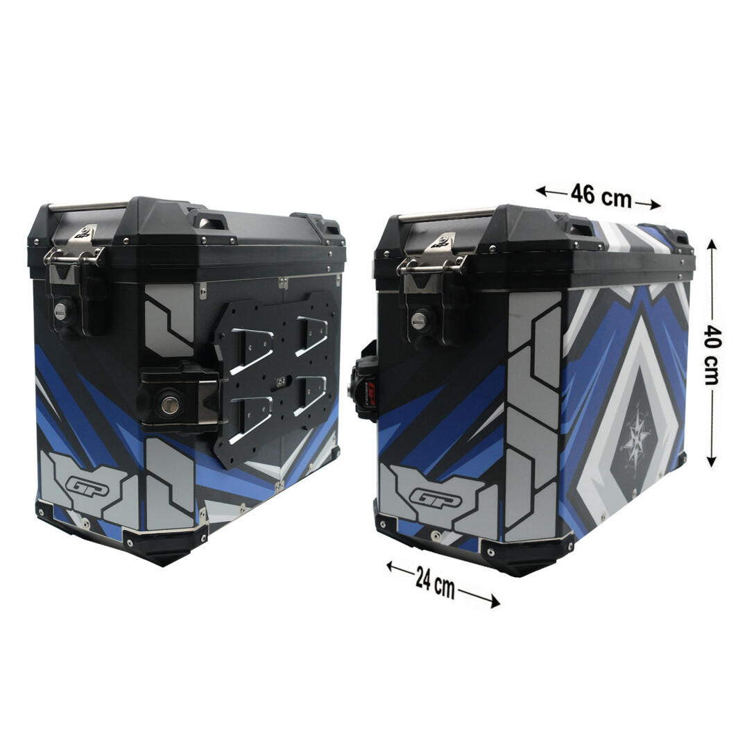 GP Kompozit DSN08 Universal 40 lt x 2 Desenli Alüminyum Motosiklet Yan Çanta Seti - 1