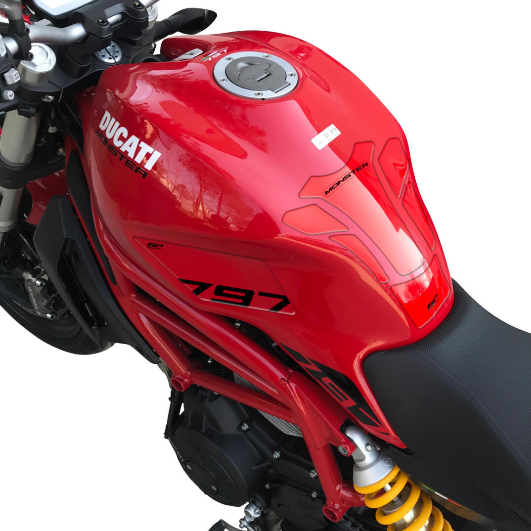 GP Kompozit Ducati Monster 797 2020 Uyumlu Tank Pad Kırmızı - 3