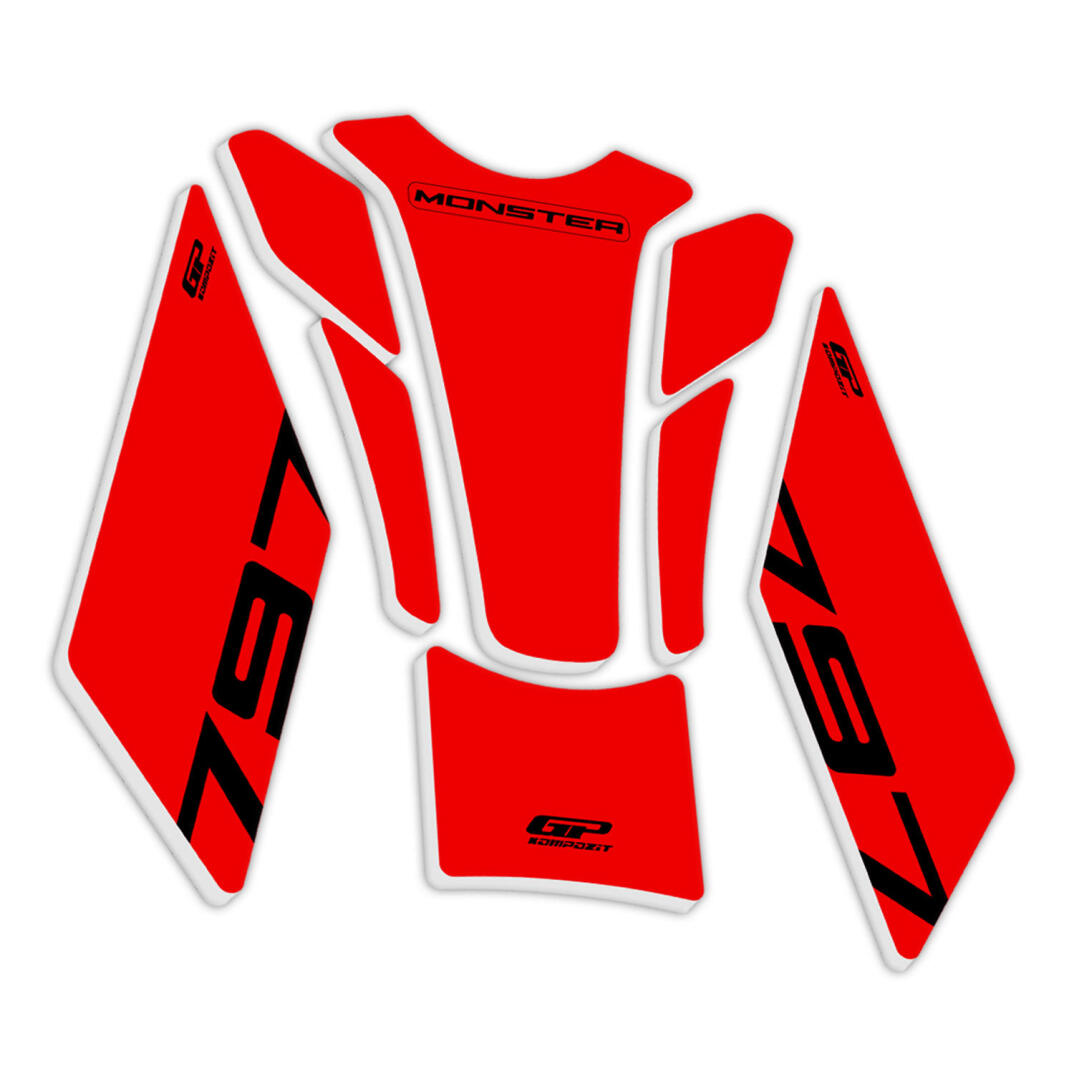 GP Kompozit Ducati Monster 797 2020 Uyumlu Tank Pad Kırmızı - 5