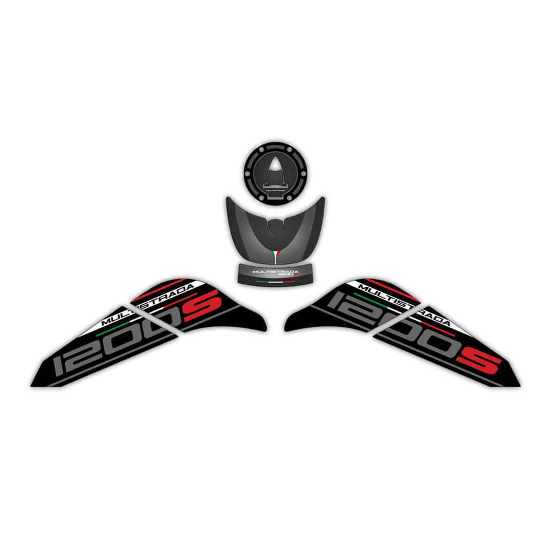 GP Kompozit Ducati Multistrada 1200 S 2015-2018 Uyumlu Tank Pad Seti Siyah - 1