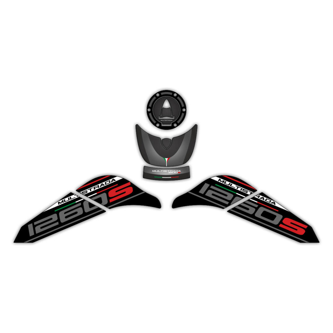 GP Kompozit Ducati Multistrada 1260 S 2015-2018 Uyumlu Tank Pad Seti Siyah - 1