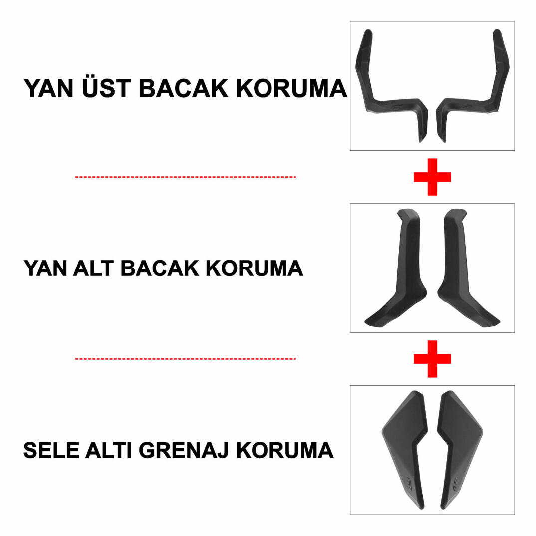 GP Kompozit Honda ADV 350 2023-2026 Uyumlu Üst/Alt Bacak ve Grenaj Koruma Seti Siyah - 1