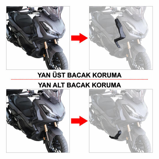 GP Kompozit Honda ADV 350 2023-2026 Uyumlu Üst/Alt Bacak ve Grenaj Koruma Seti Siyah - 7