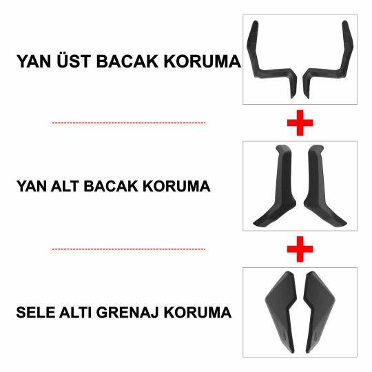 GP Kompozit Honda ADV 350 2023-2026 Uyumlu Üst/Alt Bacak ve Grenaj Koruma Seti Siyah