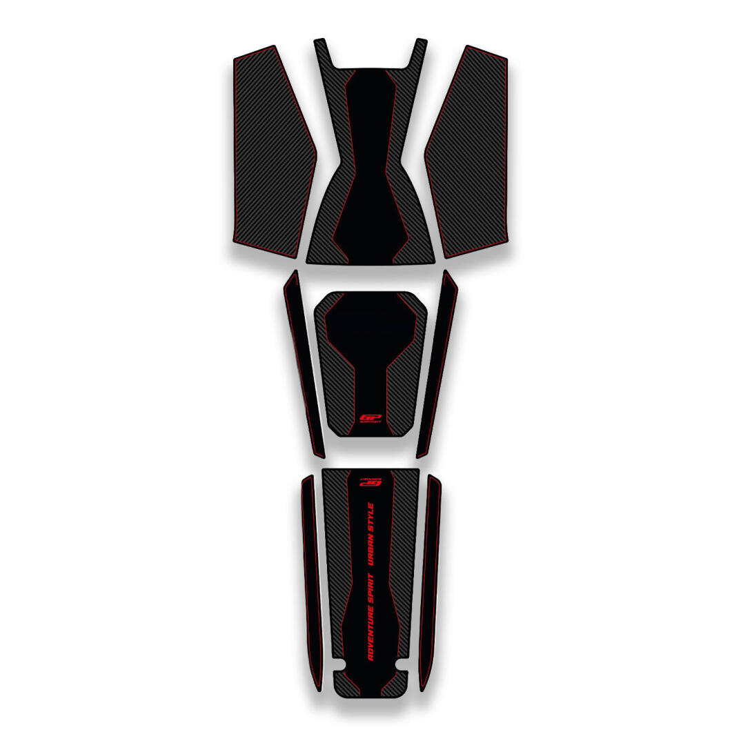GP Kompozit Honda ADV 350 2023-2026 Uyumlu Yeni Seri Tank Pad Seti Karbon-Kırmızı - 1