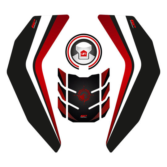GP Kompozit Honda Africa Twin CRF1000L Adventure 2016-2019 Uyumlu Tank Pad Seti Kırmızı