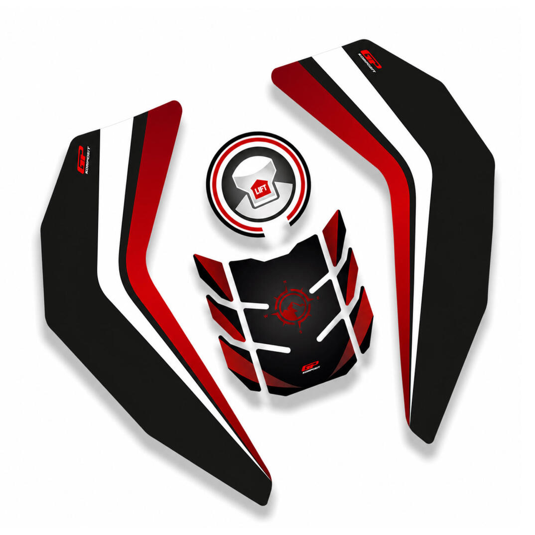 GP Kompozit Honda Africa Twin CRF1000L Adventure 2016-2019 Uyumlu Tank Pad Seti Kırmızı - 2