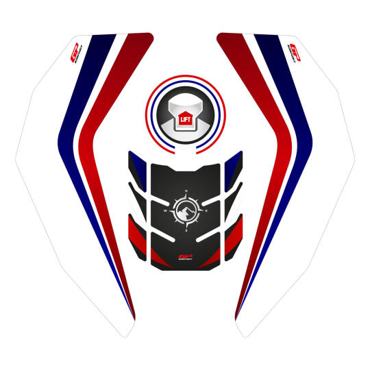 GP Kompozit Honda Africa Twin CRF1000L Adventure 2016-2019 Uyumlu Tank Pad Seti Tricolor
