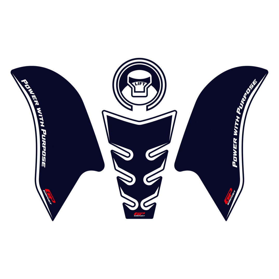 GP Kompozit Honda CB250R 2017-2024 Uyumlu Tank Pad Seti Mavi-Beyaz - 1