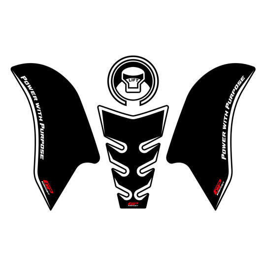 GP Kompozit Honda CB250R 2017-2024 Uyumlu Tank Pad Seti Siyah-Beyaz