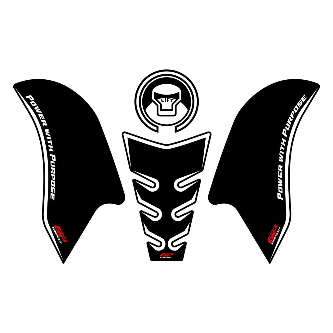 GP Kompozit Honda CB250R 2017-2024 Uyumlu Tank Pad Seti Siyah-Beyaz - 1
