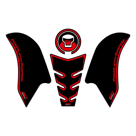 GP Kompozit Honda CB250R 2017-2024 Uyumlu Tank Pad Seti Siyah-Kırmızı