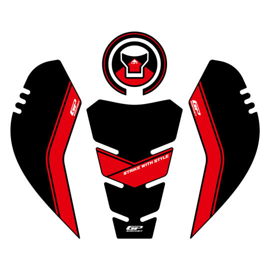 GP Kompozit Honda CB500 Hornet 2024-2025 Uyumlu Tank Pad Siyah-Kırmızı