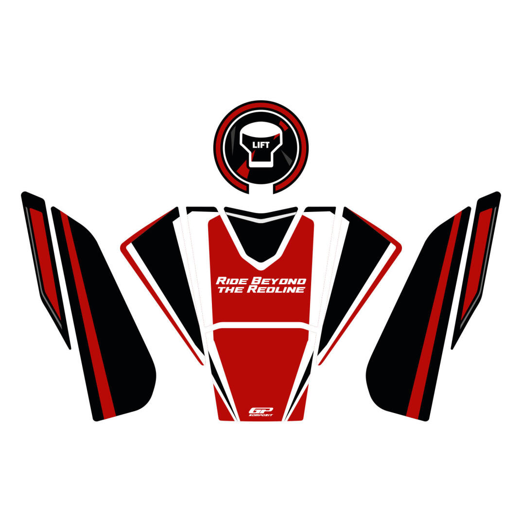GP Kompozit Honda CBR650R 2019-2023 Uyumlu Tank Pad Seti Kırmızı - 1