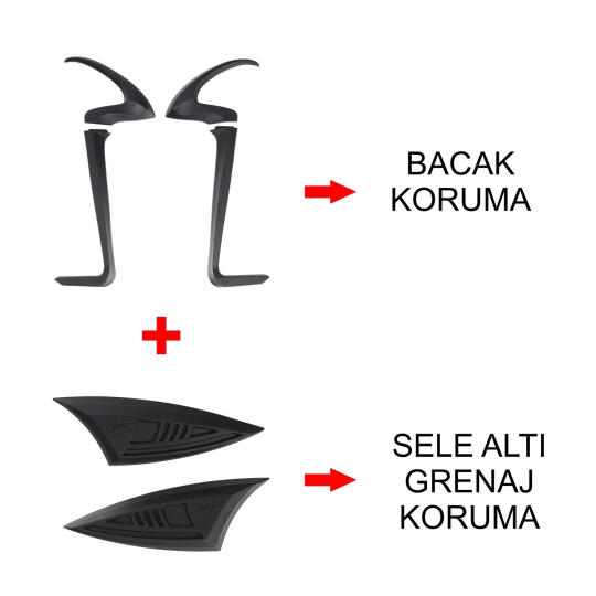 GP Kompozit Honda Dio 2021-2025 Uyumlu Bacak ve Sele Altı Grenaj Koruma Seti Siyah